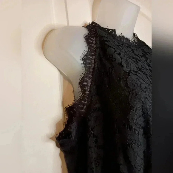 HALIFE black lace sheer sleeveless floral Formal Whimsigoth Fairycore top - Picture 5 of 10